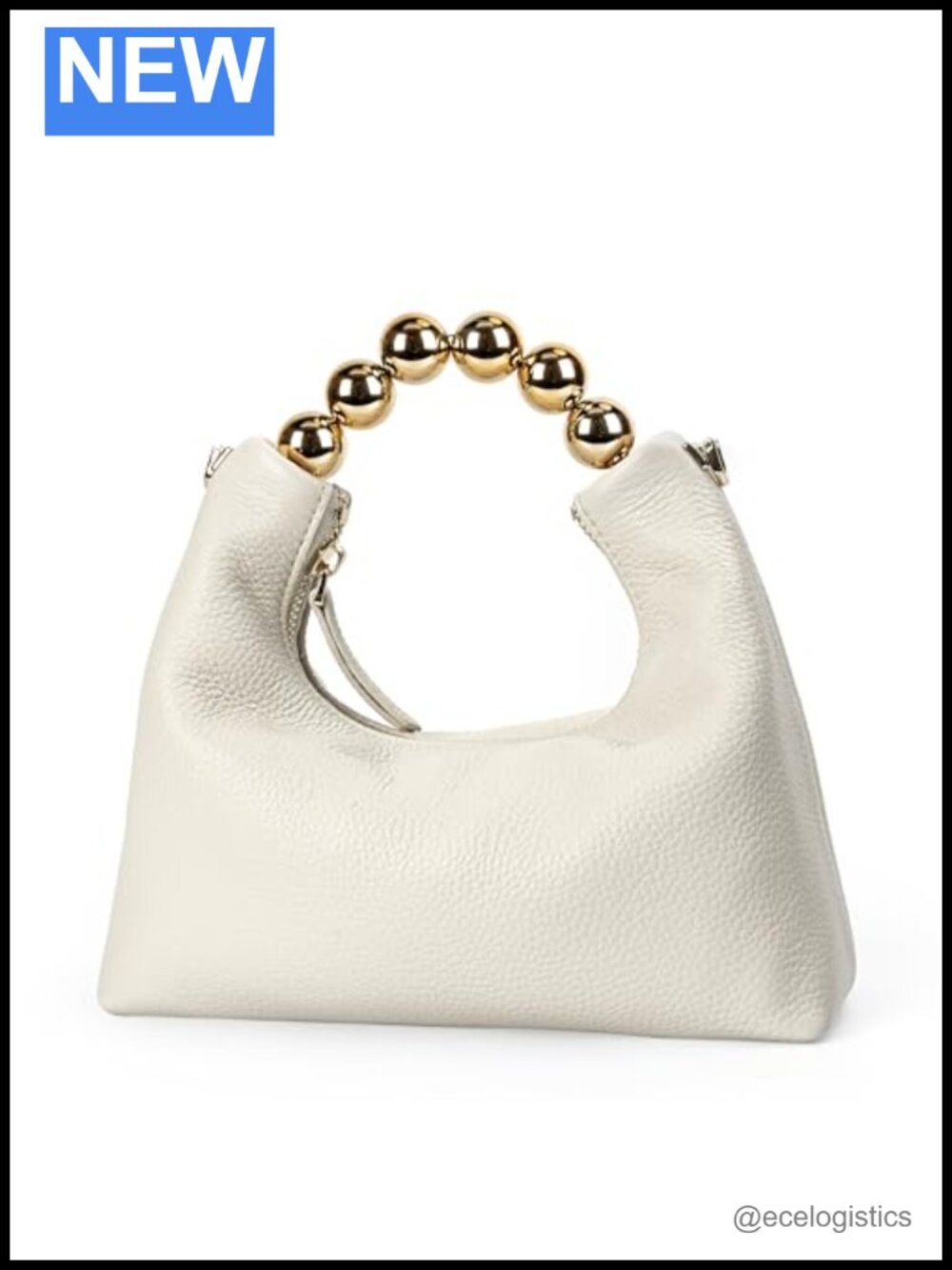 Genuine Leather Top Handle Clutch Purse with Crossbody Strap